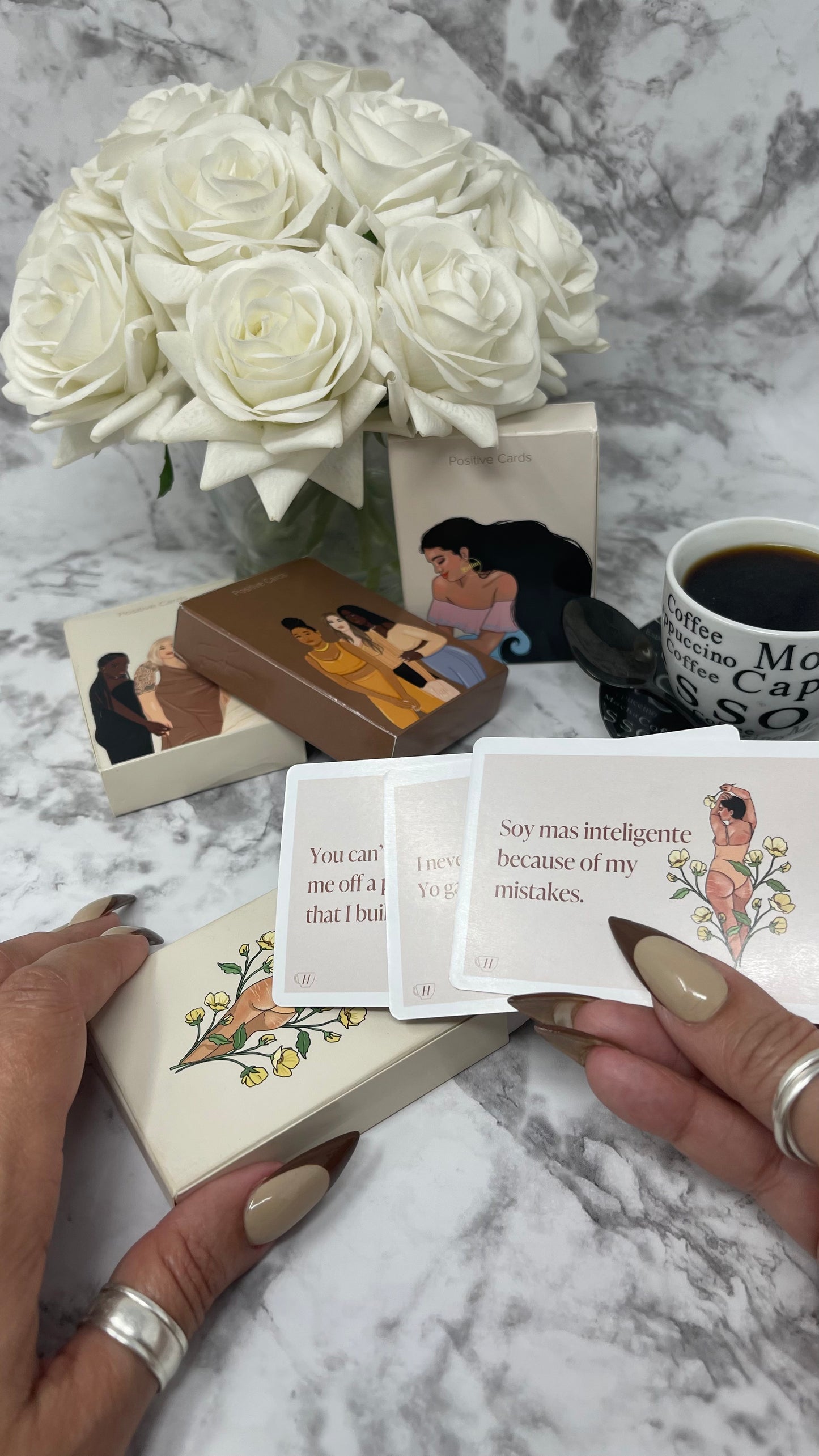 This set of 52 deck cards is the perfect way to stay positive and motivated. With 4 different decks each featuring encouraging and uplifting thoughts. Each card is designed to inspire and remind you of your worth and potential. The cards are also a great way to start writing in your journal or pass on to someone who could use encouragement.